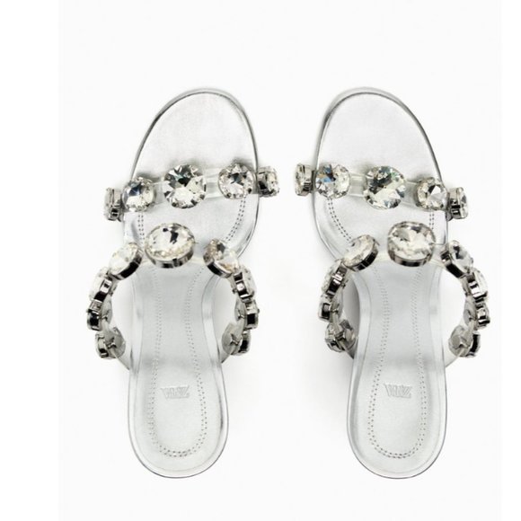 ZARA GEM HEELED VINYL MULES WITH DECORATION HEELS - Picture 17 of 17